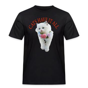 Sassy Cat - Men's Workwear T-Shirt - black - Front - AI Model Male 178 light (178cm)