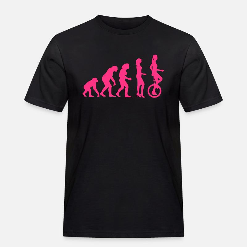 evolution_einradfahrerin_1c - Männer Workwear T-Shirt - Schwarz
