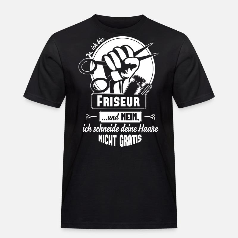 Ja ich bin Friseur - Männer Workwear T-Shirt - Schwarz