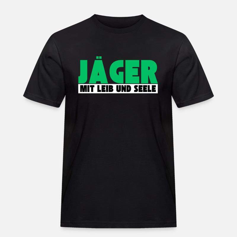 Jäger mit Leib und Seele - Männer Workwear T-Shirt - Schwarz
