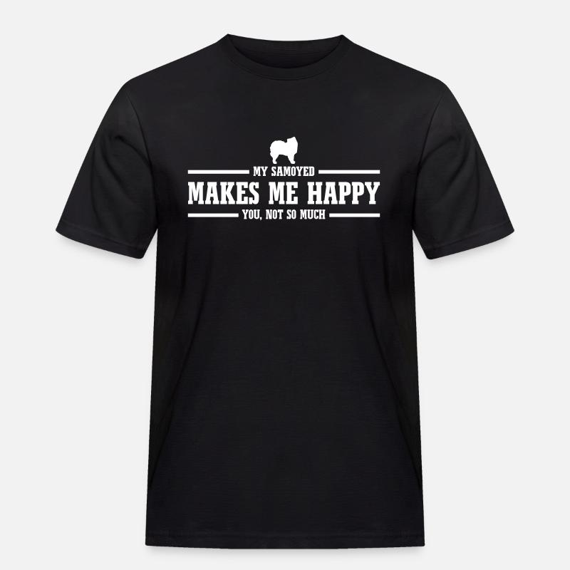 SAMOYED makes me happy - Männer Workwear T-Shirt - Schwarz