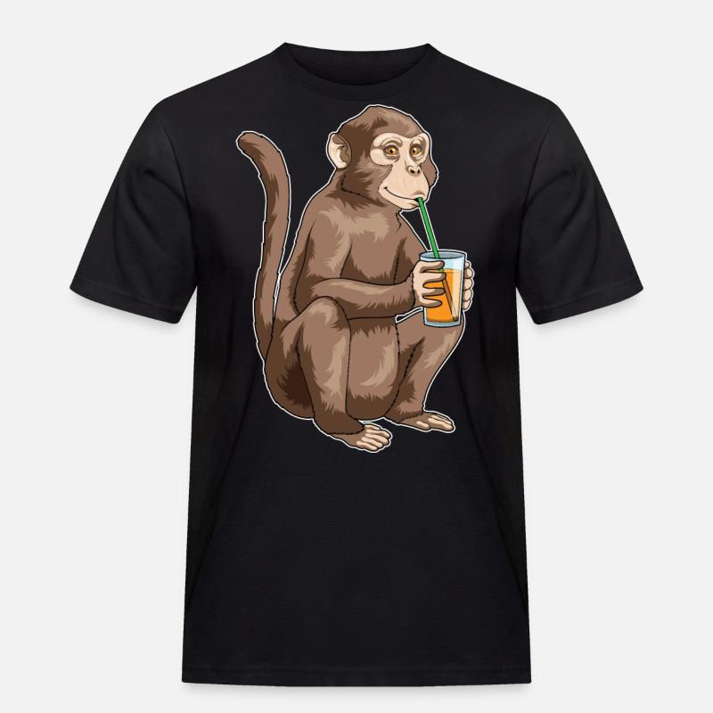 Affe Saft - Männer Workwear T-Shirt - Schwarz