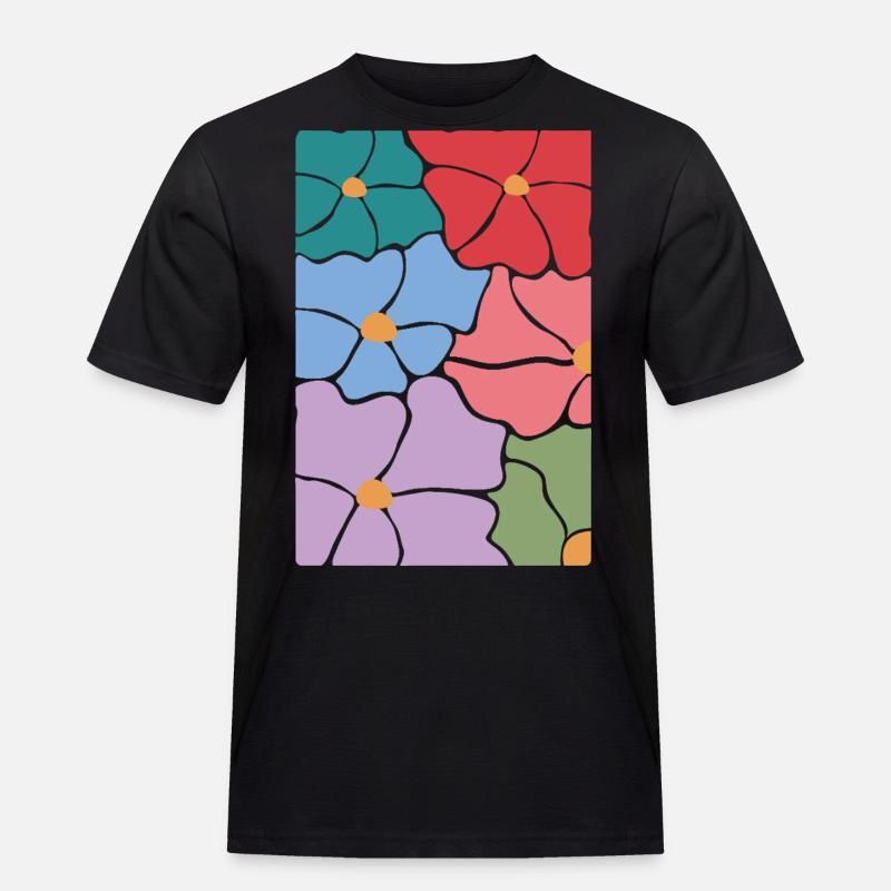 Boho Flora Blumen - Männer Workwear T-Shirt - Schwarz