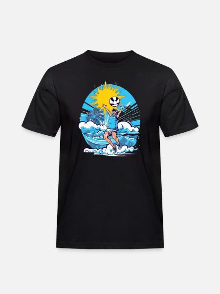 Jack beim Beachvolleyball - Männer Workwear T-Shirt - Schwarz