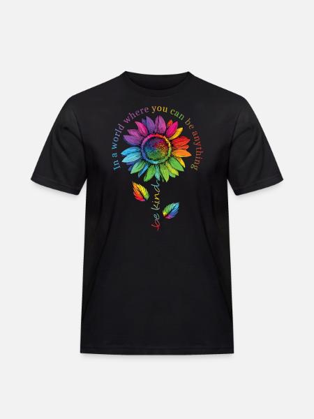 Be Child LGBTQ Rainbow Sunflower Flower CSD - Men's Workwear T-Shirt - black