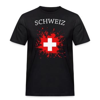 Schweiz Flagge - Männer Workwear T-Shirt - Schwarz - Vorne - AI Model Male 178 light (178cm)