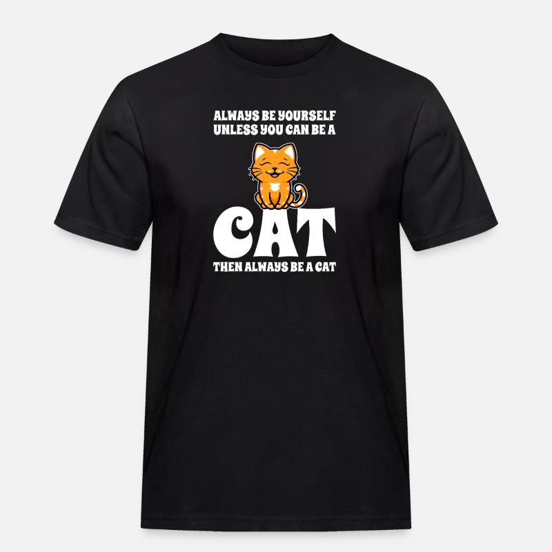 Katze - Männer Workwear T-Shirt - Schwarz