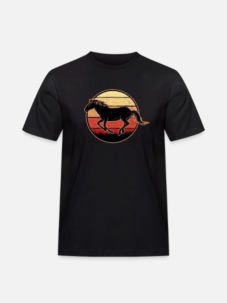 Pferd Retro Galopp - Männer Workwear T-Shirt - Schwarz