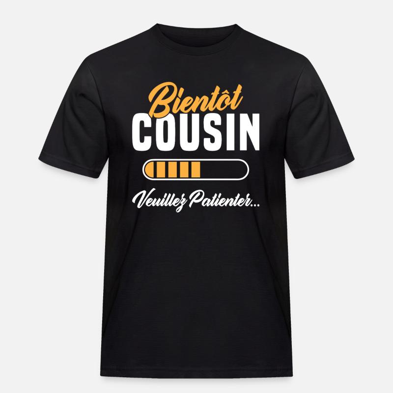 Bald, Cousine, bitte warten - Männer Workwear T-Shirt - Schwarz