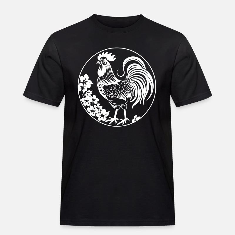 Hahn - Männer Workwear T-Shirt - Schwarz