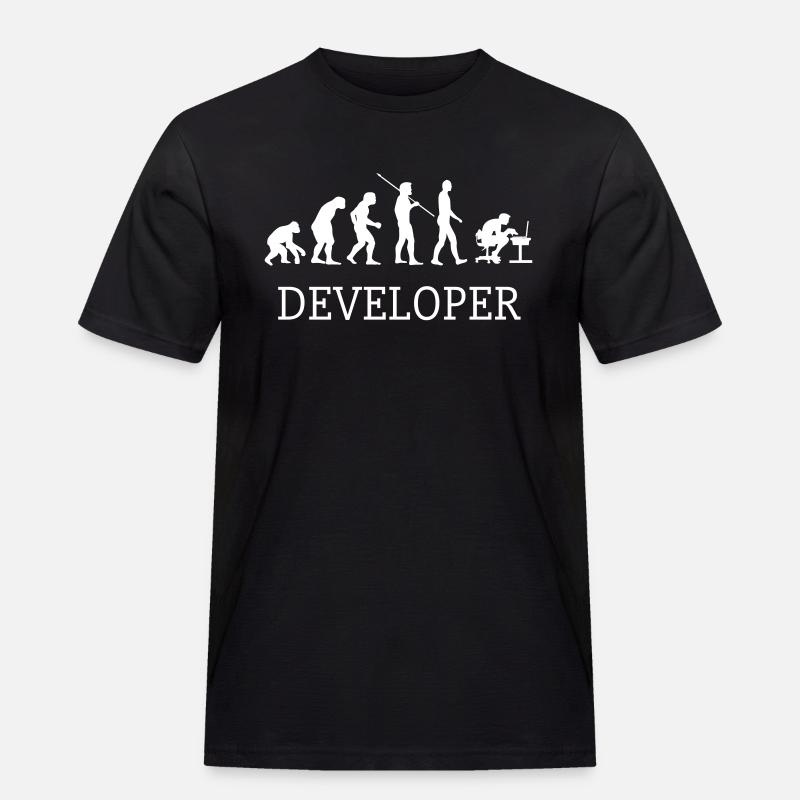 Evolution of Human (Developer) - Männer Workwear T-Shirt - Schwarz