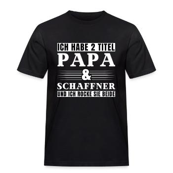 Ich habe 2 Titel Papa und Schaffner - Männer Workwear T-Shirt - Schwarz - Vorne - AI Model Male 178 light (178cm)