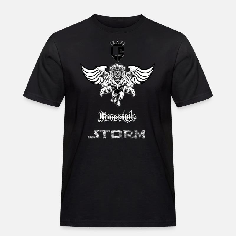 Löwe Sturm - Männer Workwear T-Shirt - Schwarz