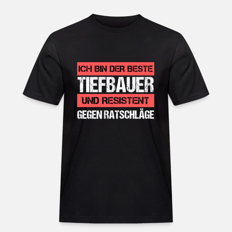 Resistenter Tiefbauer - Männer Workwear T-Shirt - Schwarz