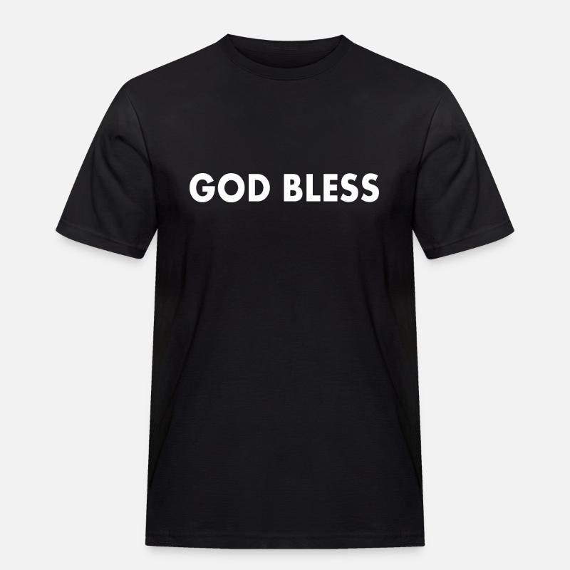 God bless - Männer Workwear T-Shirt - Schwarz