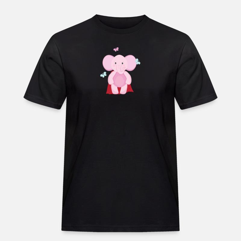 Elefant Superheld - Männer Workwear T-Shirt - Schwarz