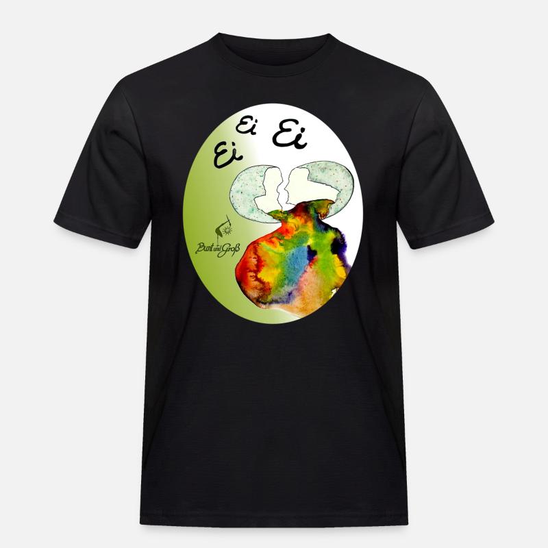 Ei Ei Ei Regenbogenei - Männer Workwear T-Shirt - Schwarz