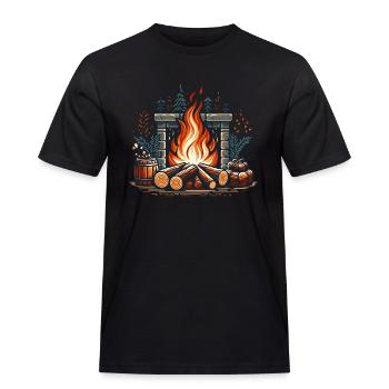 FIREPLACE FIREPLACE DECORATION WINTRY COZY - Men's Workwear T-Shirt - black - Front - AI Model Male 178 light (178cm)