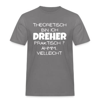 Theoretisch Dreher - Männer Workwear T-Shirt - Grau - Vorne - AI Model Male 185 dark (185cm)