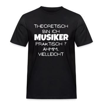 Theoretisch Musiker - Männer Workwear T-Shirt - Schwarz - Vorne - AI Model Male 178 light (178cm)