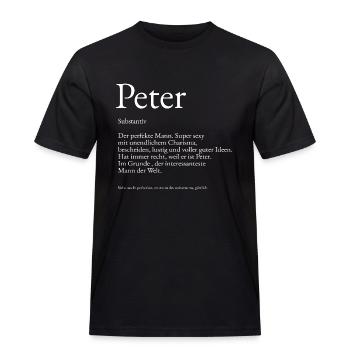 Peter Wörterbuch Erklärung Vorname Peter - Männer Workwear T-Shirt - Schwarz - Vorne - AI Model Male 178 light (178cm)