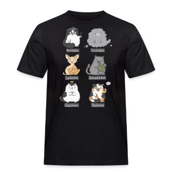 Aub-Katzen - Männer Workwear T-Shirt - Schwarz - Vorne - AI Model Male 178 light (178cm)