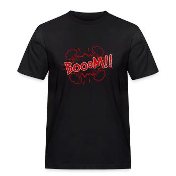 comic boom - Men's Workwear T-Shirt - black - Front - AI Model Male 178 light (178cm)