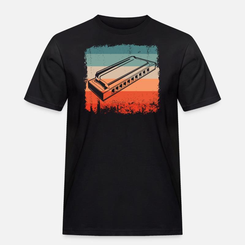 Retro Harmonica Player Silhouette - Men's Workwear T-Shirt - black