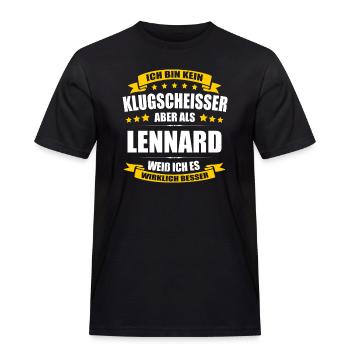 Name Lennard Vorname Klugscheisser Namenstag - Männer Workwear T-Shirt - Schwarz - Vorne - AI Model Male 178 light (178cm)