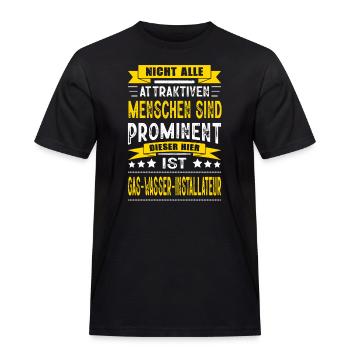 Gas-Wasser-Installateur Klempner Geselle Meister - Männer Workwear T-Shirt - Schwarz - Vorne - AI Model Male 178 light (178cm)