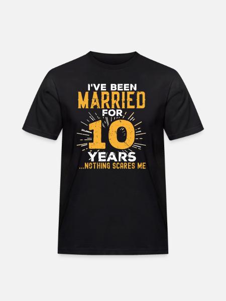 10. rocznica ślubu Śmieszne pary Married Gif - Męska koszulka robocza - czarny
