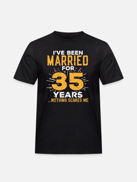 35-års bryllupsdag Sjove par gift - Herre Workwear T-Shirt - sort