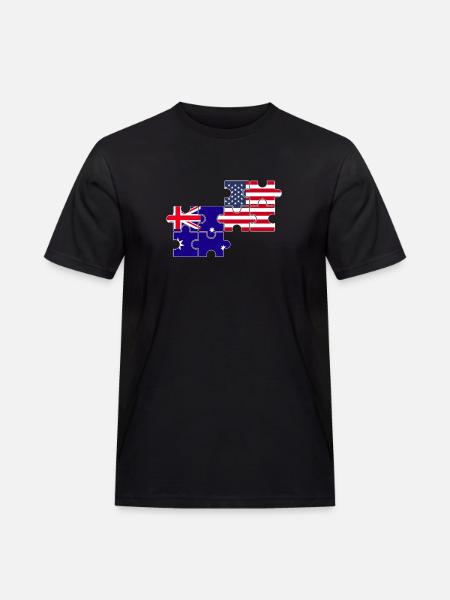 Australia USA Flag American Australian - Men's Workwear T-Shirt - black