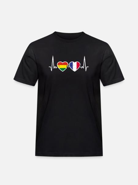 Bolivia France Vintage Heartbeat Flag - Men's Workwear T-Shirt - black