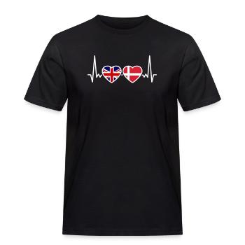 Denmark UK Heartbeat Flag British Danish - Men's Workwear T-Shirt - black - Front - AI Model Male 178 light (178cm)