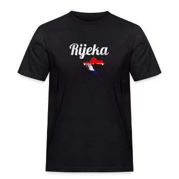Rijeka Vintage Map Croatia Croatian Flag - Men's Workwear T-Shirt - black - Front - AI Model Male 178 light (178cm)