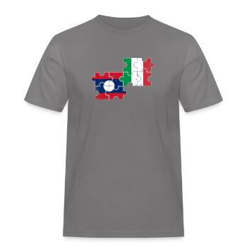 Laos Italien Vintage Flagge Italienisch Laote - Männer Workwear T-Shirt - Grau - Vorne - AI Model Male 185 dark (185cm)