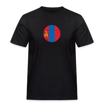 Mongolei Vintage Mongolische Flagge Mongole - Männer Workwear T-Shirt - Schwarz - Vorne - AI Model Male 178 light (178cm)