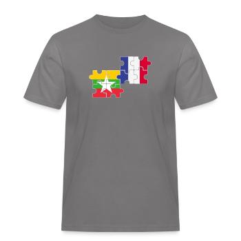 Myanmar France Flag French Myanmare - Men's Workwear T-Shirt - grey - Front - AI Model Male 185 dark (185cm)