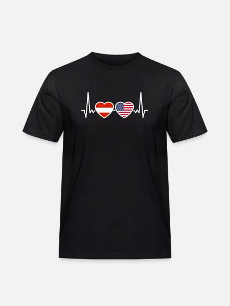 Austria USA Heartbeat Flag Austria - Men's Workwear T-Shirt - black