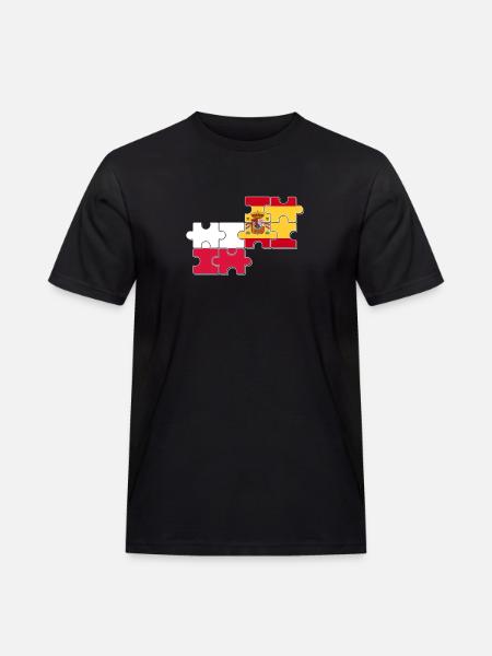 Poland Spain Flag Spanish Polish - Men's Workwear T-Shirt - black