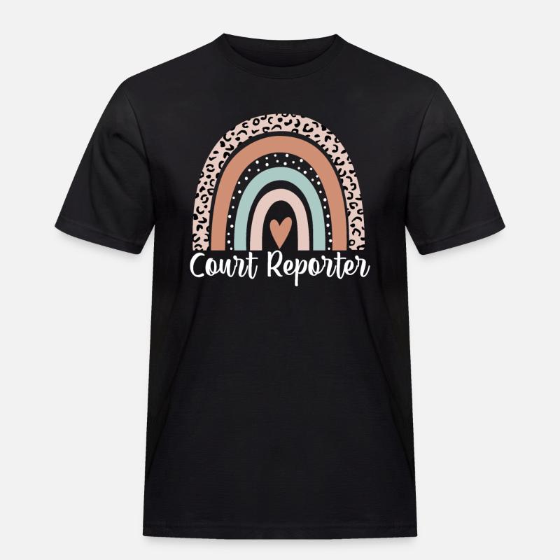 Gerichtsreporter Regenbogenleopard Lustiges Gericht - Männer Workwear T-Shirt - Schwarz