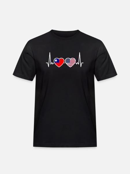 Taiwan USA Herzschlag Flagge Amerikaner Taiwaner - Männer Workwear T-Shirt - Schwarz