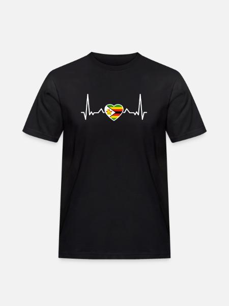 Zimbabwe Heartbeat Drapeau zimbabwéen Zimbabwéen - T-shirt Workwear homme - noir