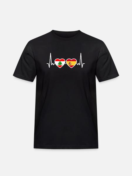 Liban Espagne Heartbeat Flag Libanais - T-shirt Workwear homme - noir
