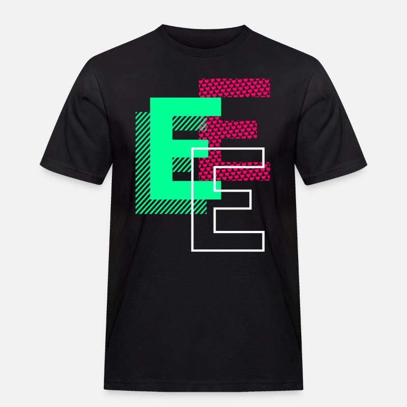 Initial Letter E Design Gift - Men's Workwear T-Shirt - black