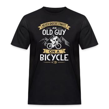 Bicycle Old Guy Cyclist Cycling Bike Biking - Men's Workwear T-Shirt - black - Front - AI Model Male 178 light (178cm)
