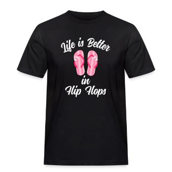 Das Leben Ist Besser in Flip Flops Spruch - Männer Workwear T-Shirt - Schwarz - Vorne - AI Model Male 178 light (178cm)
