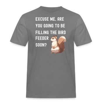 Mangeoire à oiseaux Écureuil - T-shirt Workwear homme - gris - Devant - AI Model Male 185 dark (185cm)