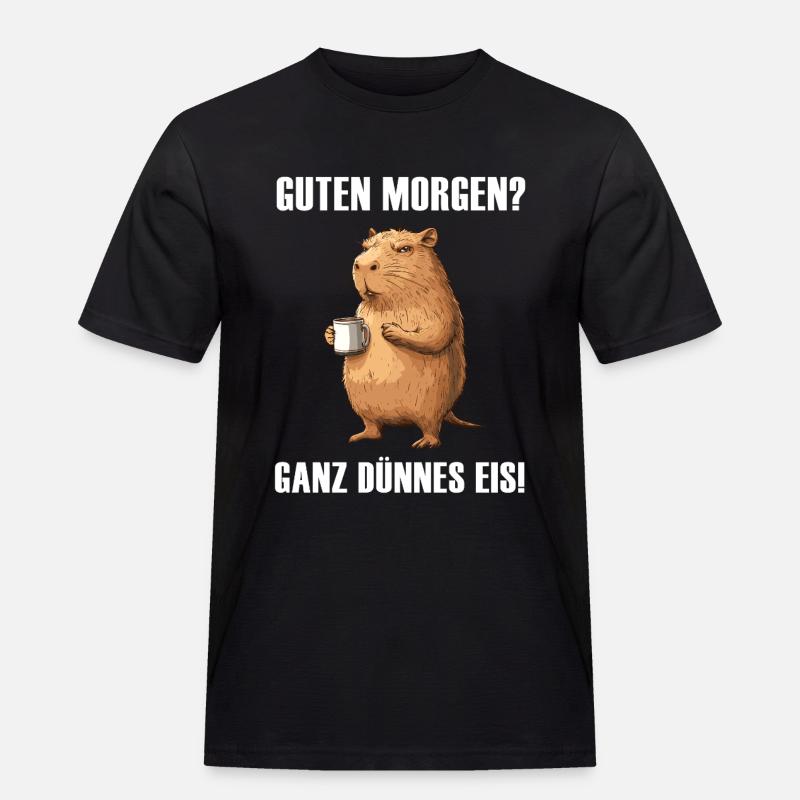 Capibara con tazza da caffè - Maglietta da lavoro per uomo - nero